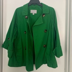 Green Double Button 3/4 Pea Coat
